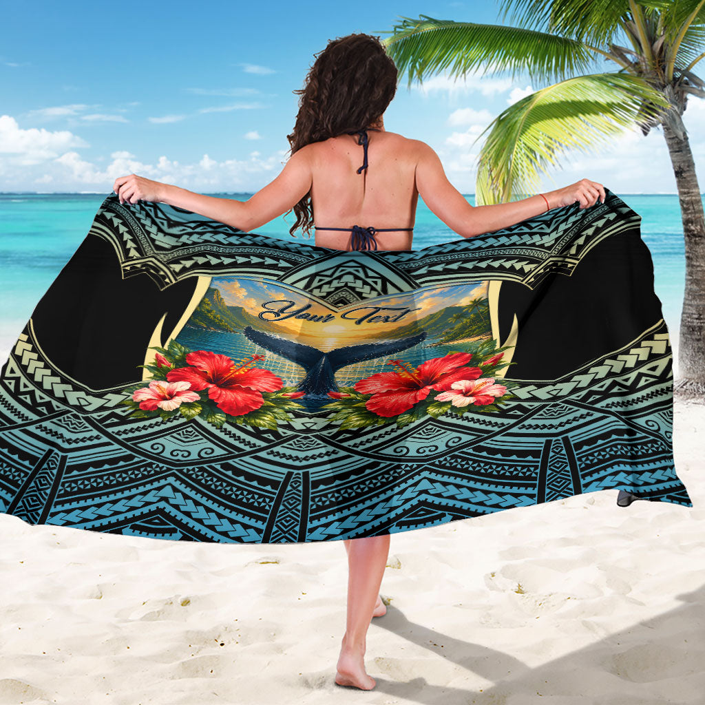 Personalized Masefau American Samoa Whale Sarong Polynesian Tribal Pattern Tropical Hibiscus