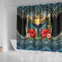 Personalized Masefau American Samoa Whale Shower Curtain Polynesian Tribal Pattern Tropical Hibiscus