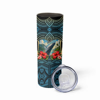 Personalized Masefau American Samoa Whale Skinny Tumbler Polynesian Tribal Pattern Tropical Hibiscus