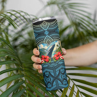 Personalized Masefau American Samoa Whale Skinny Tumbler Polynesian Tribal Pattern Tropical Hibiscus