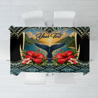 Personalized Masefau American Samoa Whale Tablecloth Polynesian Tribal Pattern Tropical Hibiscus
