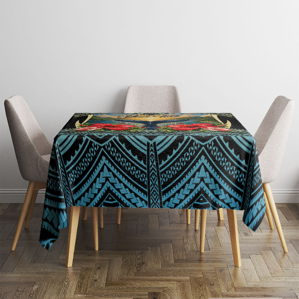 Personalized Masefau American Samoa Whale Tablecloth Polynesian Tribal Pattern Tropical Hibiscus