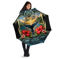 Personalized Masefau American Samoa Whale Umbrella Polynesian Tribal Pattern Tropical Hibiscus