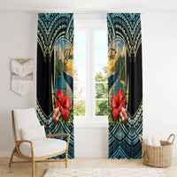 Personalized Masefau American Samoa Whale Window Curtain Polynesian Tribal Pattern Tropical Hibiscus