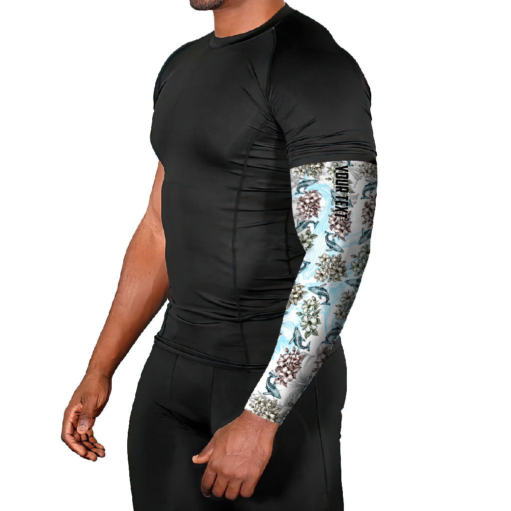 Personalized Masefau American Samoa Arm Sleeves Vintage Whale Hibiscus Ocean Waves