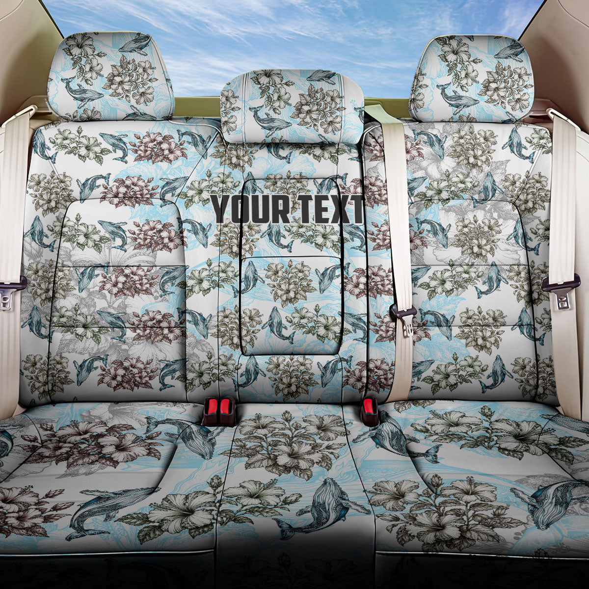 Personalized Masefau American Samoa Back Car Seat Cover Vintage Whale Hibiscus Ocean Waves