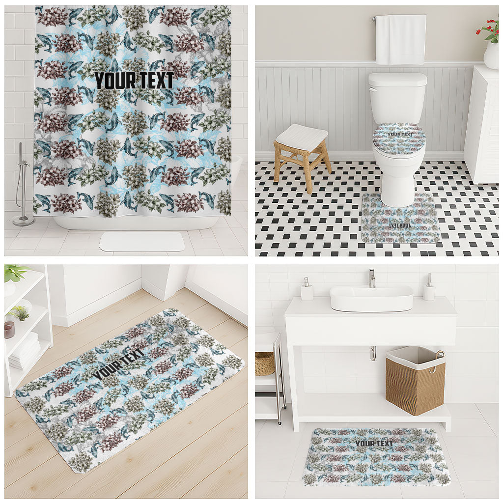 Personalized Masefau American Samoa Bathroom Set Vintage Whale Hibiscus Ocean Waves