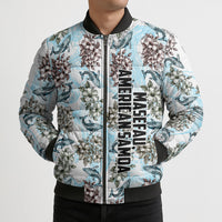 Personalized Masefau American Samoa Bomber Puffer Jacket Vintage Whale Hibiscus Ocean Waves