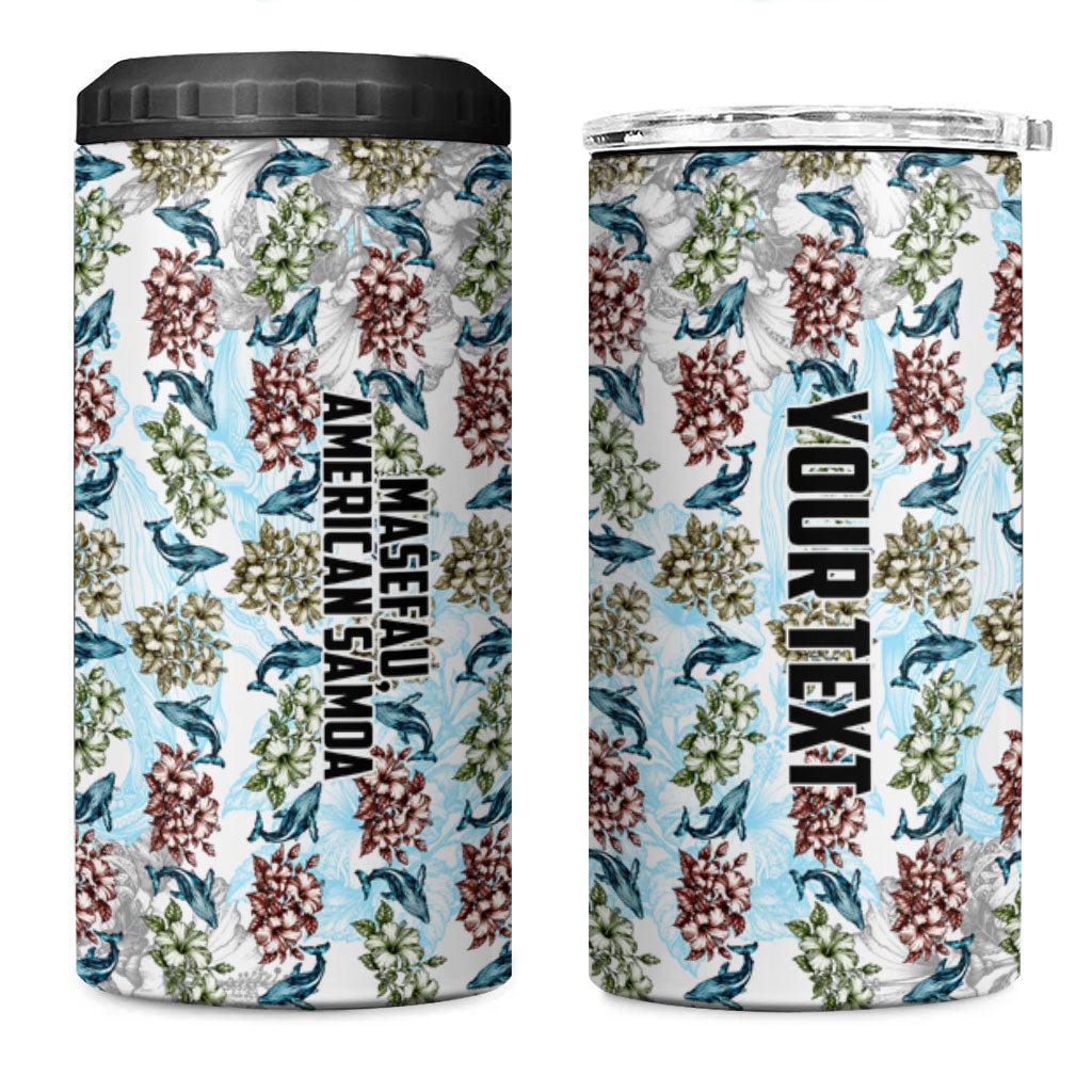 Personalized Masefau American Samoa 4 in 1 Can Cooler Tumbler Vintage Whale Hibiscus Ocean Waves