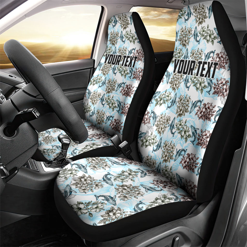 Personalized Masefau American Samoa Car Seat Cover Vintage Whale Hibiscus Ocean Waves