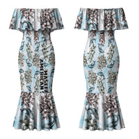 Personalized Masefau American Samoa Couples Matching Mermaid Dress and Hawaiian Shirt Vintage Whale Hibiscus Ocean Waves