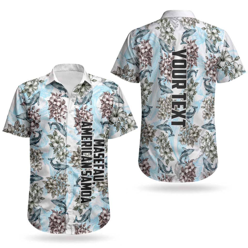 Personalized Masefau American Samoa Couples Matching Puletasi and Hawaiian Shirt Vintage Whale Hibiscus Ocean Waves
