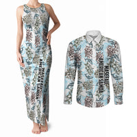 Personalized Masefau American Samoa Couples Matching Tank Maxi Dress and Long Sleeve Button Shirt Vintage Whale Hibiscus Ocean Waves