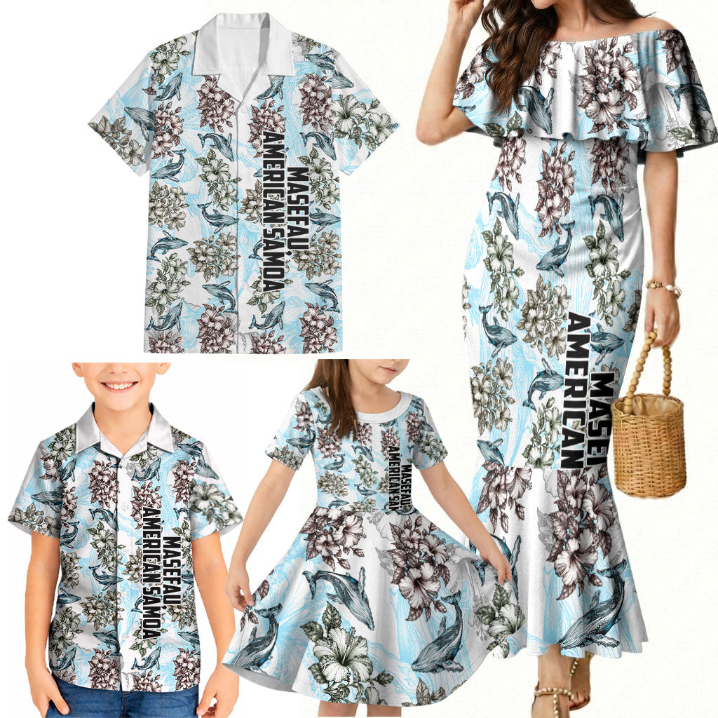 Personalized Masefau American Samoa Family Matching Mermaid Dress and Hawaiian Shirt Vintage Whale Hibiscus Ocean Waves TS04 - Polynesian Pride
