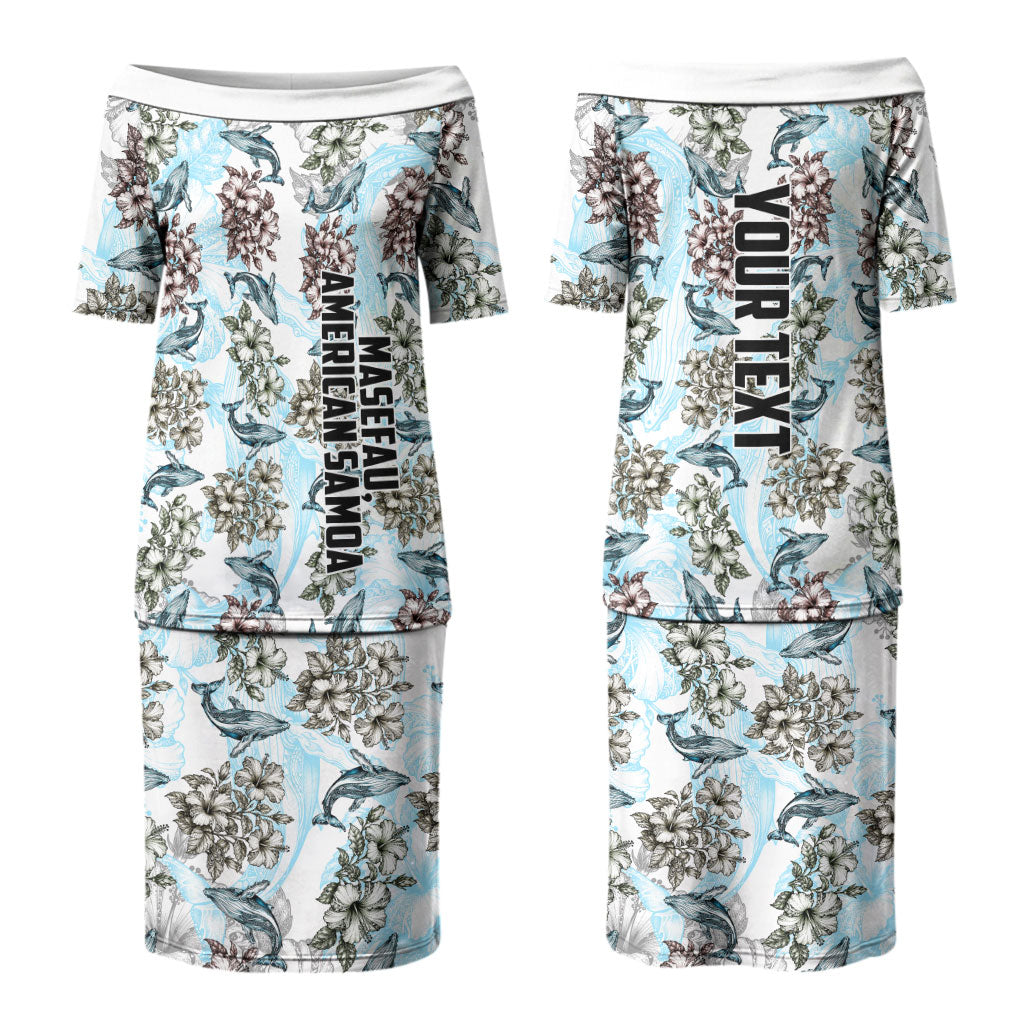 Personalized Masefau American Samoa Family Matching Puletasi and Hawaiian Shirt Vintage Whale Hibiscus Ocean Waves