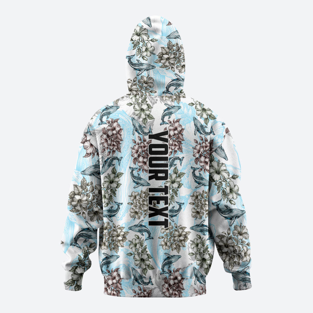 Personalized Masefau American Samoa Hoodie Vintage Whale Hibiscus Ocean Waves