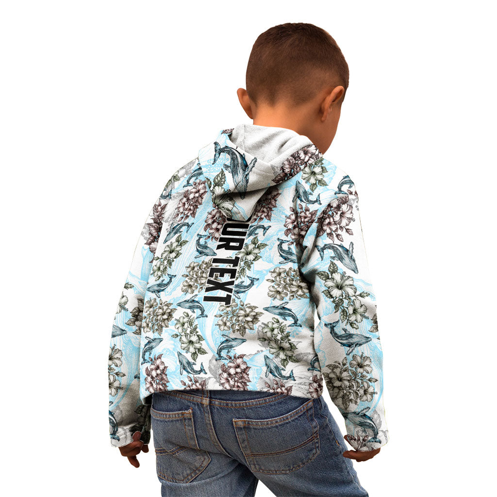 Personalized Masefau American Samoa Kid Hoodie Vintage Whale Hibiscus Ocean Waves