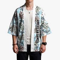 Personalized Masefau American Samoa Kimono Vintage Whale Hibiscus Ocean Waves
