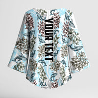 Personalized Masefau American Samoa Kimono Sleeve Blouse Vintage Whale Hibiscus Ocean Waves