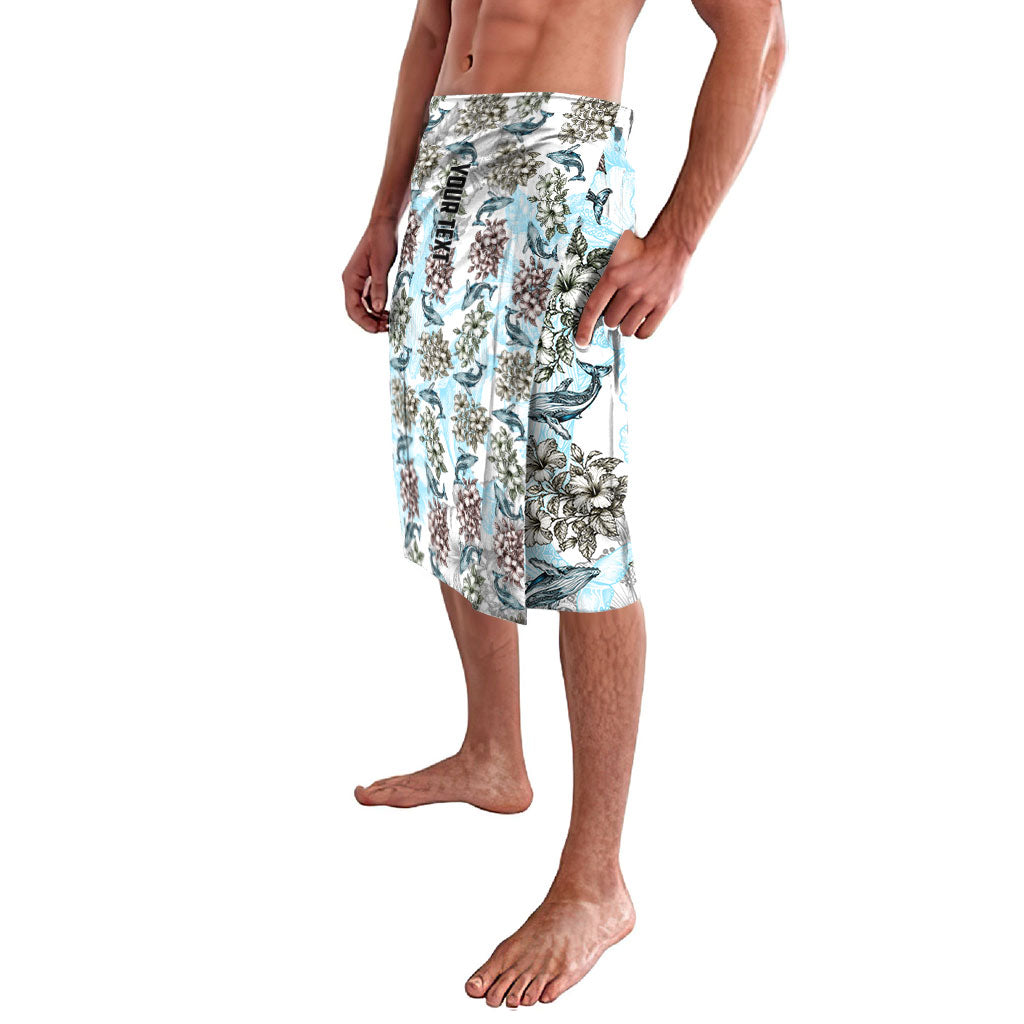 Personalized Masefau American Samoa Lavalava Vintage Whale Hibiscus Ocean Waves