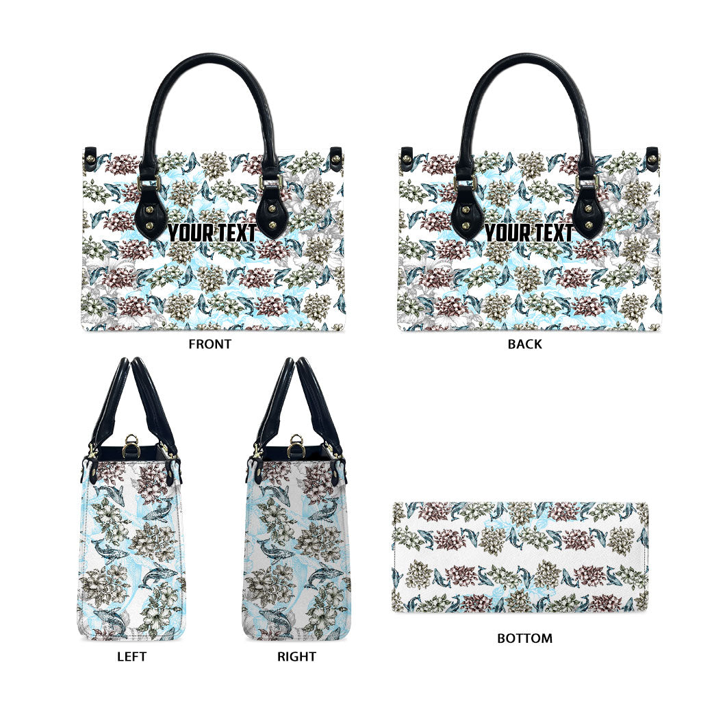 Personalized Masefau American Samoa Leather Bag Vintage Whale Hibiscus Ocean Waves