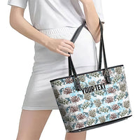 Personalized Masefau American Samoa Leather Tote Bag Vintage Whale Hibiscus Ocean Waves