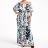 Personalized Masefau American Samoa Off Shoulder Maxi Dress Vintage Whale Hibiscus Ocean Waves