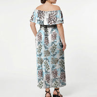 Personalized Masefau American Samoa Off Shoulder Maxi Dress Vintage Whale Hibiscus Ocean Waves