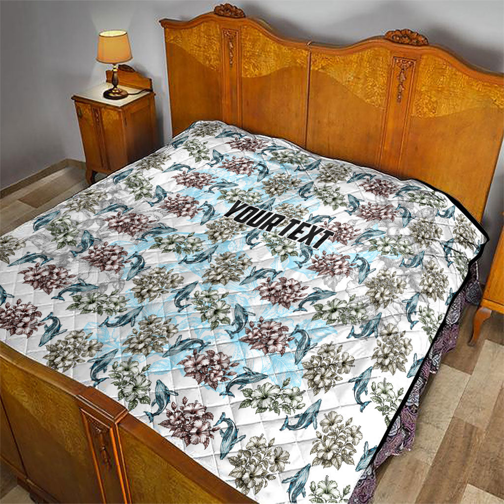 Personalized Masefau American Samoa Quilt Vintage Whale Hibiscus Ocean Waves