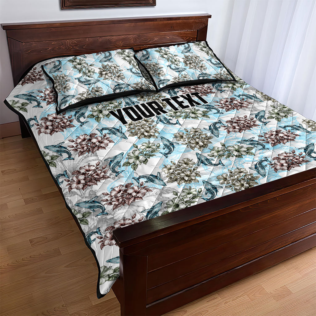 Personalized Masefau American Samoa Quilt Bed Set Vintage Whale Hibiscus Ocean Waves