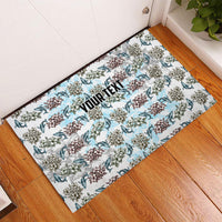 Personalized Masefau American Samoa Rubber Doormat Vintage Whale Hibiscus Ocean Waves