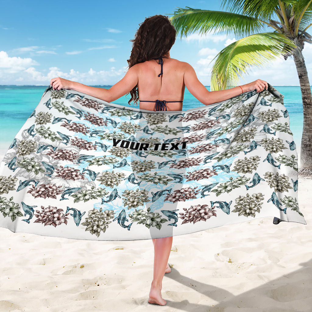 Personalized Masefau American Samoa Sarong Vintage Whale Hibiscus Ocean Waves
