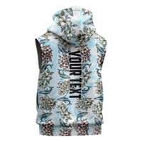 Personalized Masefau American Samoa Sleeveless Hoodie Vintage Whale Hibiscus Ocean Waves