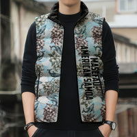 Personalized Masefau American Samoa Sleeveless Puffer Jacket Vintage Whale Hibiscus Ocean Waves