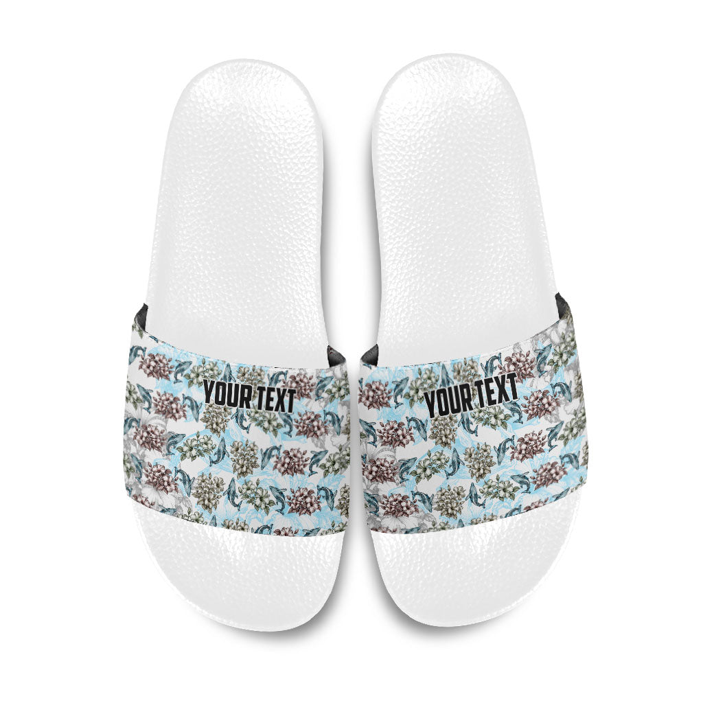 Personalized Masefau American Samoa Slide Sandals Vintage Whale Hibiscus Ocean Waves