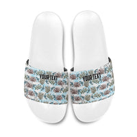 Personalized Masefau American Samoa Slide Sandals Vintage Whale Hibiscus Ocean Waves