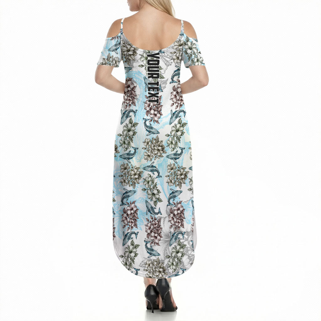 Personalized Masefau American Samoa Summer Maxi Dress Vintage Whale Hibiscus Ocean Waves