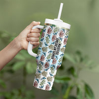Personalized Masefau American Samoa Tumbler With Handle Vintage Whale Hibiscus Ocean Waves