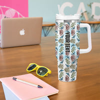 Personalized Masefau American Samoa Tumbler With Handle Vintage Whale Hibiscus Ocean Waves
