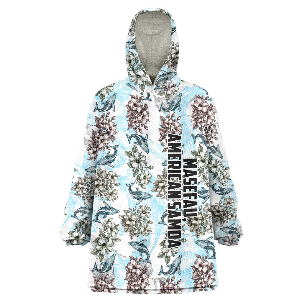 Personalized Masefau American Samoa Wearable Blanket Hoodie Vintage Whale Hibiscus Ocean Waves