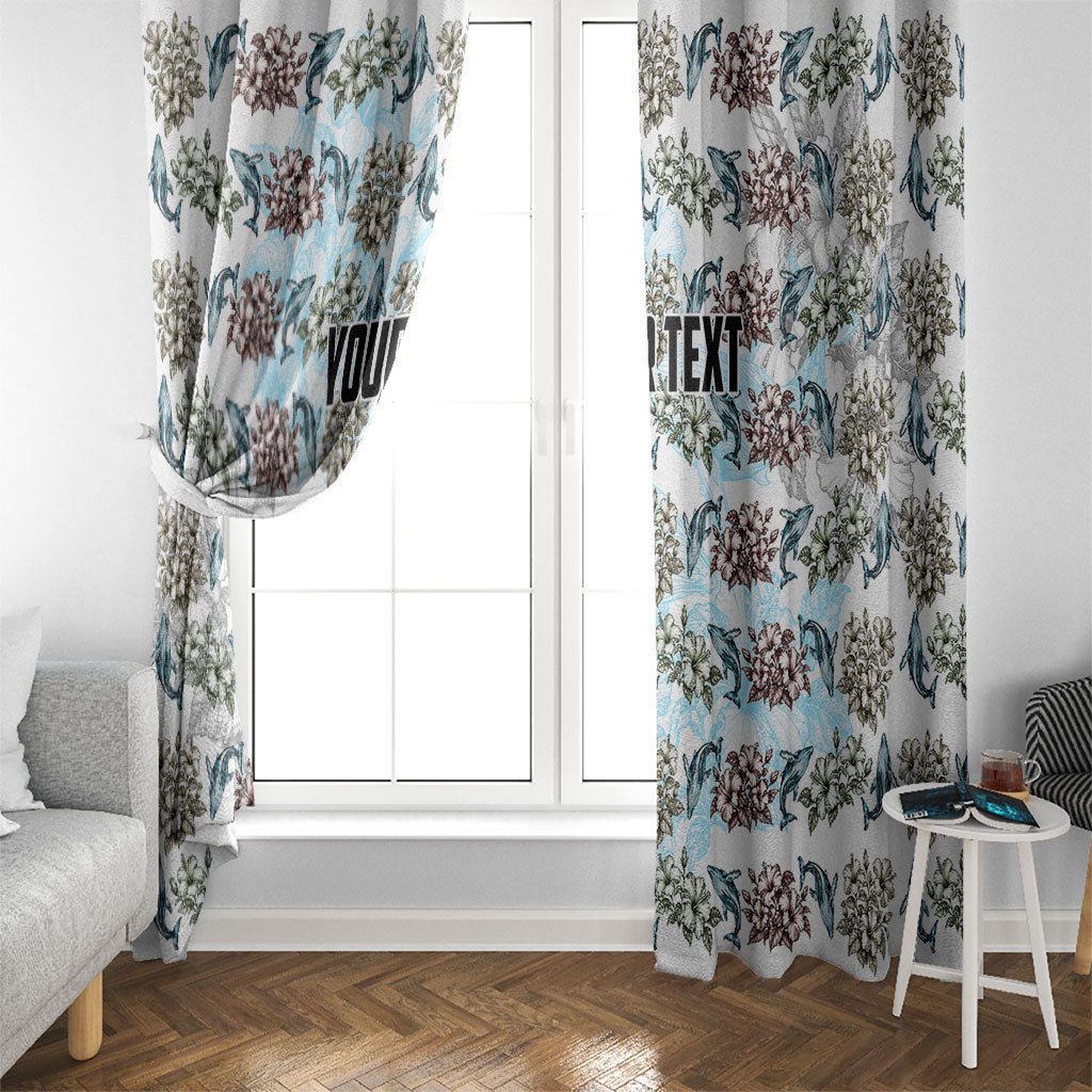 Personalized Masefau American Samoa Window Curtain Vintage Whale Hibiscus Ocean Waves