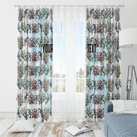 Personalized Masefau American Samoa Window Curtain Vintage Whale Hibiscus Ocean Waves