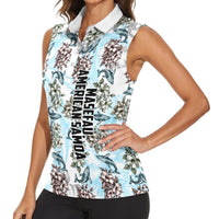Personalized Masefau American Samoa Women Sleeveless Polo Shirt Vintage Whale Hibiscus Ocean Waves