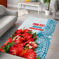 Personalized American Samoa Masefau Area Rug Hibiscus Tropical Floral Whale Polynesian Tribal Pattern