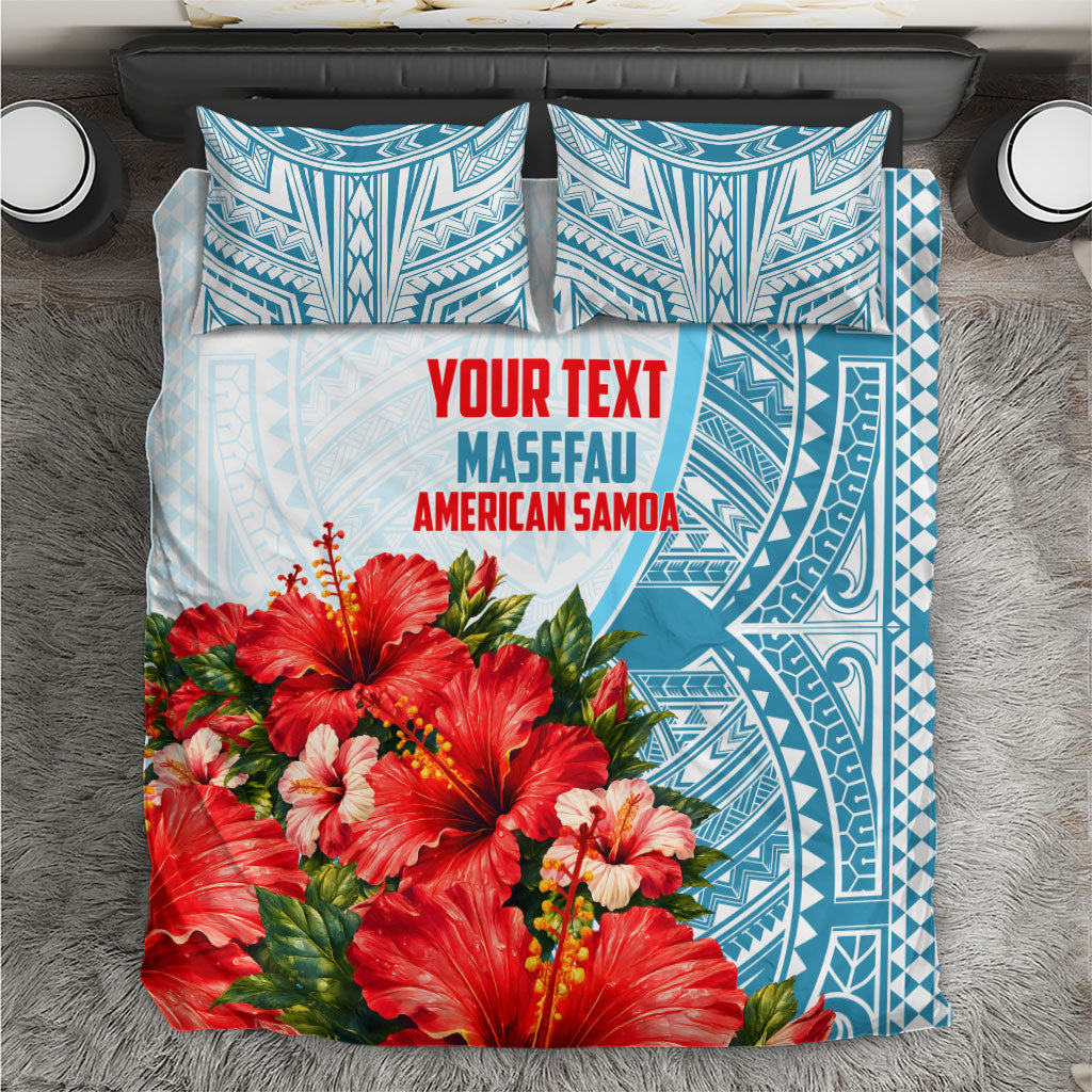 Personalized American Samoa Masefau Bedding Set Hibiscus Tropical Floral Whale Polynesian Tribal Pattern
