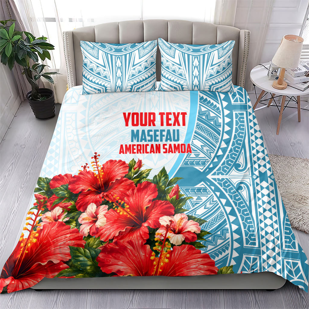 Personalized American Samoa Masefau Bedding Set Hibiscus Tropical Floral Whale Polynesian Tribal Pattern
