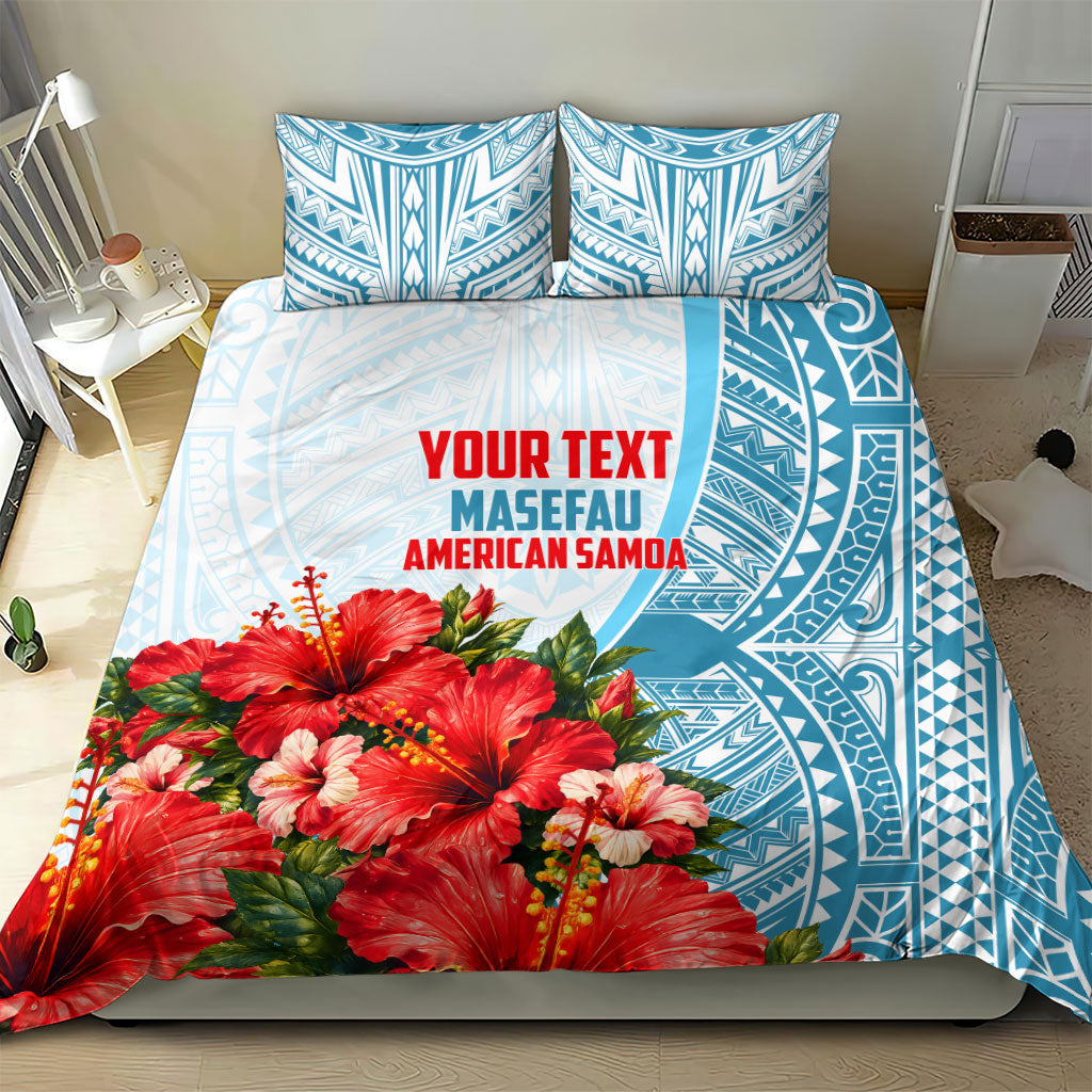 Personalized American Samoa Masefau Bedding Set Hibiscus Tropical Floral Whale Polynesian Tribal Pattern