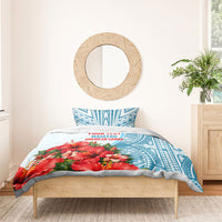 Personalized American Samoa Masefau Bedding Set Hibiscus Tropical Floral Whale Polynesian Tribal Pattern