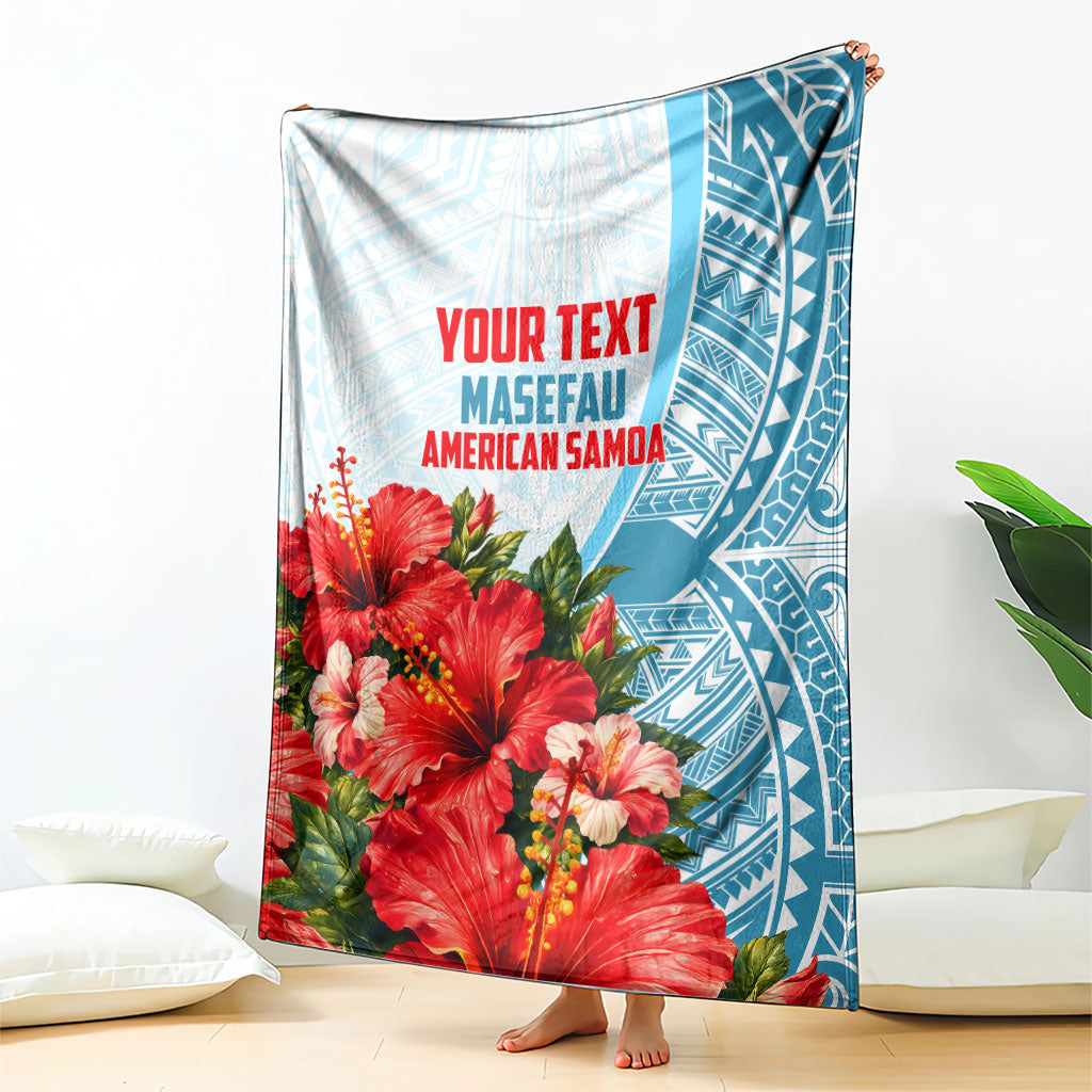 Personalized American Samoa Masefau Blanket Hibiscus Tropical Floral Whale Polynesian Tribal Pattern