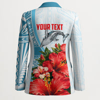 Personalized American Samoa Masefau Blazer Hibiscus Tropical Floral Whale Polynesian Tribal Pattern
